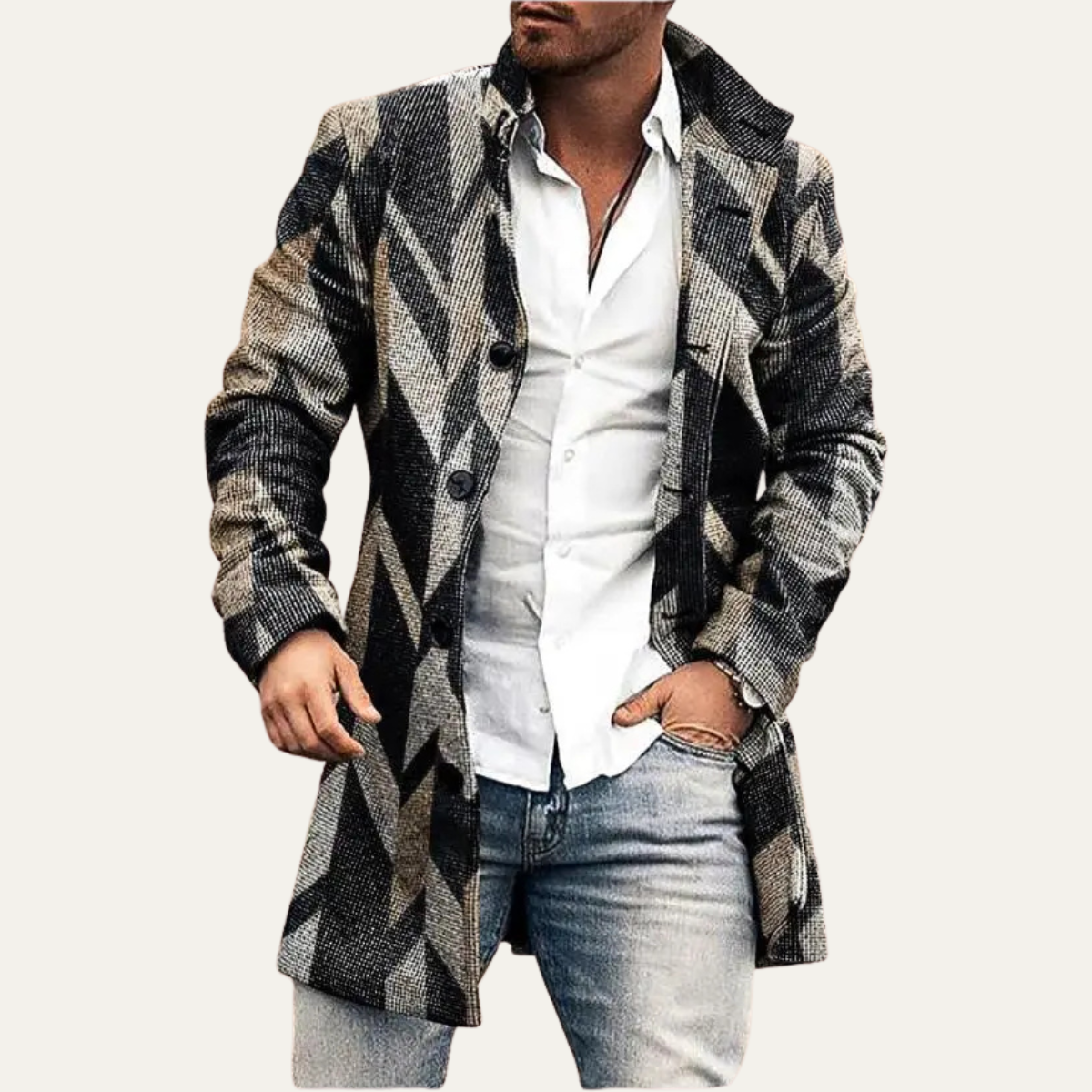 The Briarcliff Men's Long Plaid Check Winter Jacket