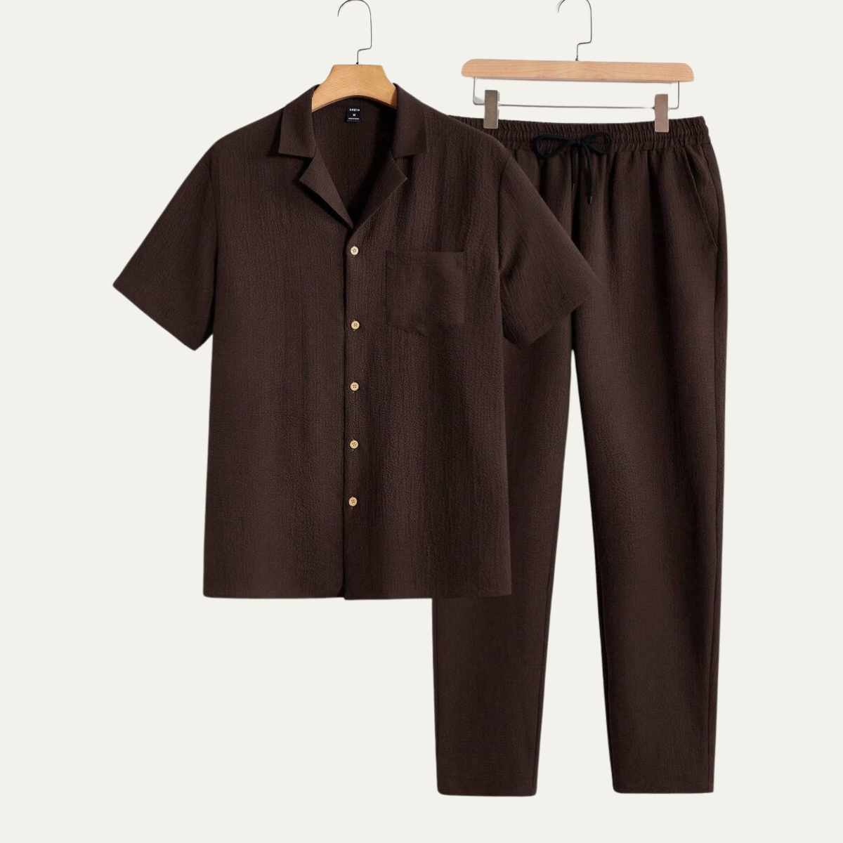 The Bordeaux Men’s Short Sleeve Button Shirt & Elastic Waist Trousers – Relaxed Beach Outfit