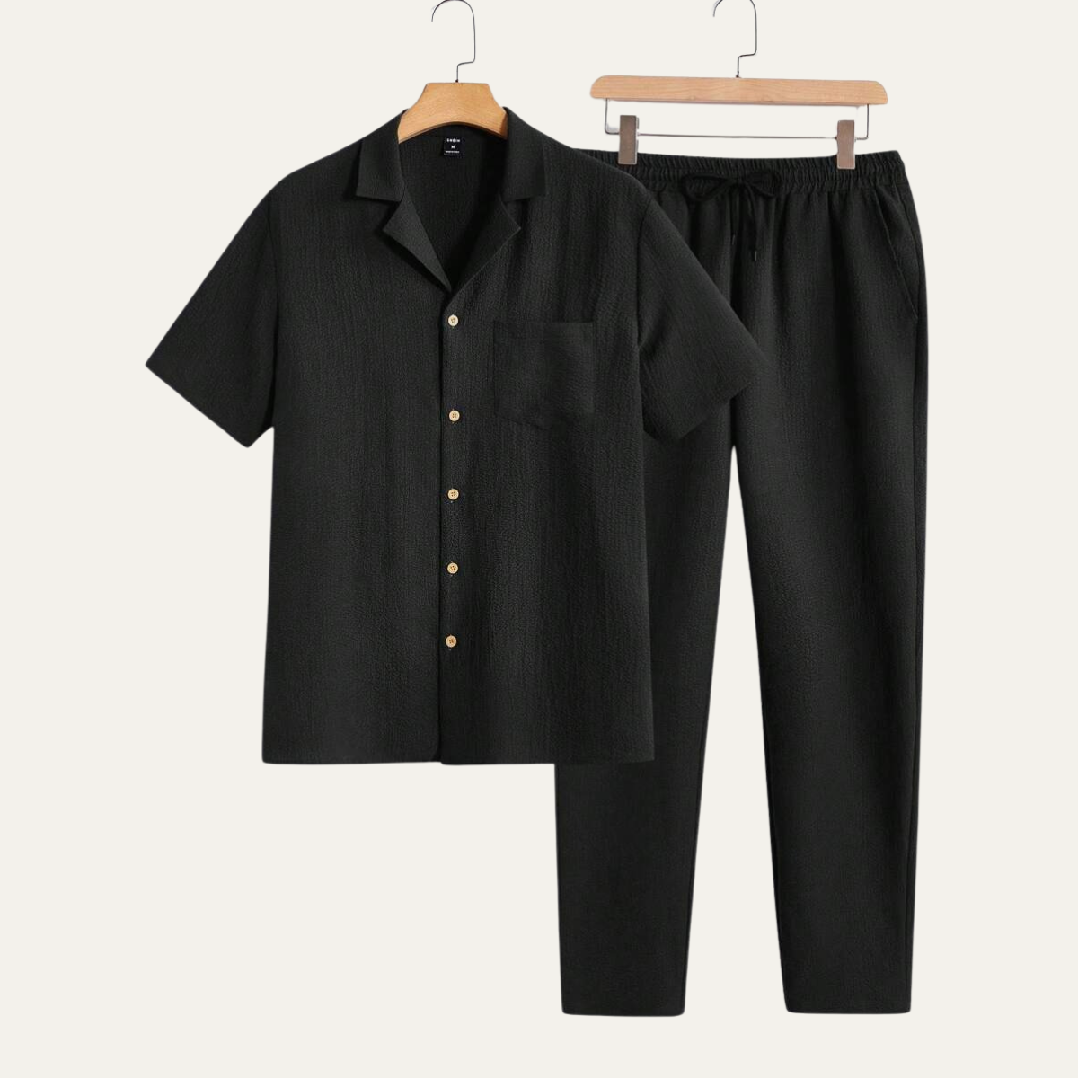 The Bordeaux Men’s Short Sleeve Button Shirt & Elastic Waist Trousers – Relaxed Beach Outfit