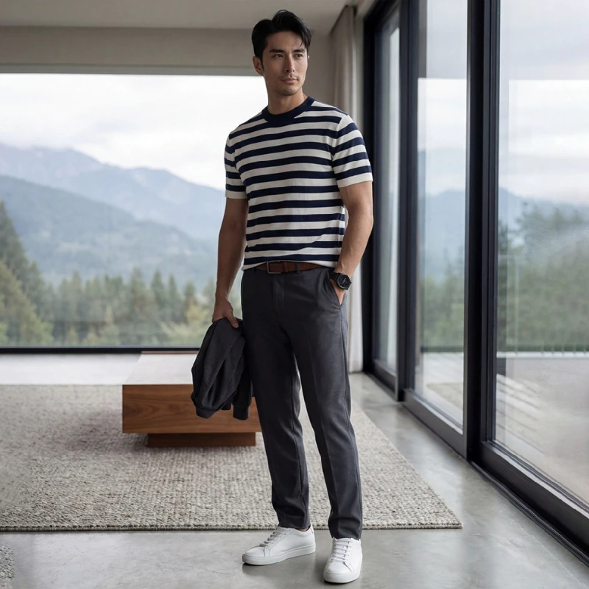 The Porto Cesareo Men’s Striped Cashmere Knit T Shirt