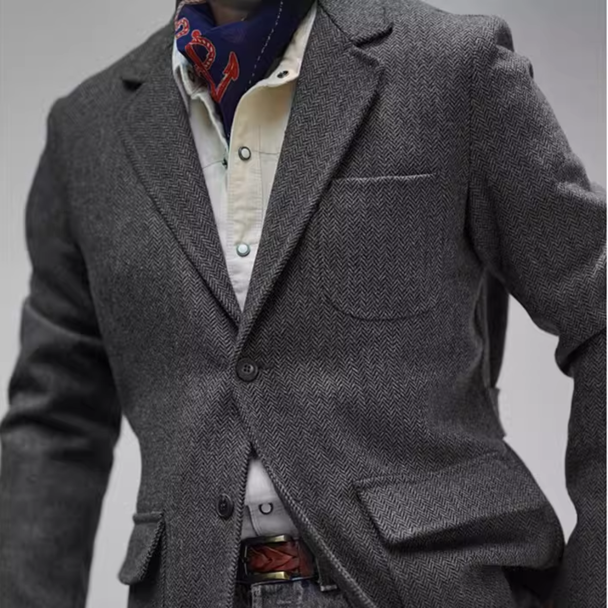 The Fairmont Hill Men’s Retro Tweed Wool Herringbone Casual Blazer