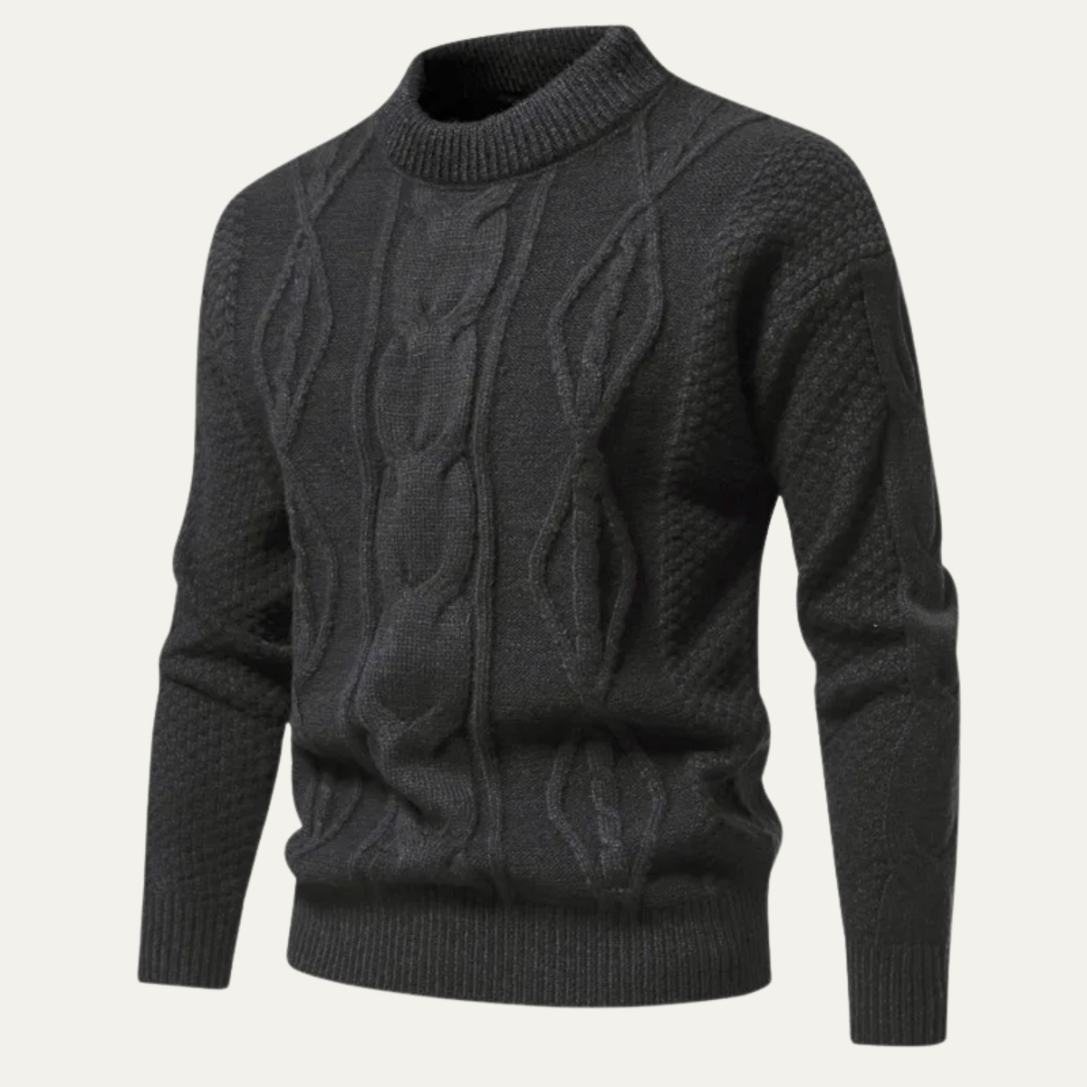 The Windwood Men’s Cable Winter Casual Round Neck Knit Sweater