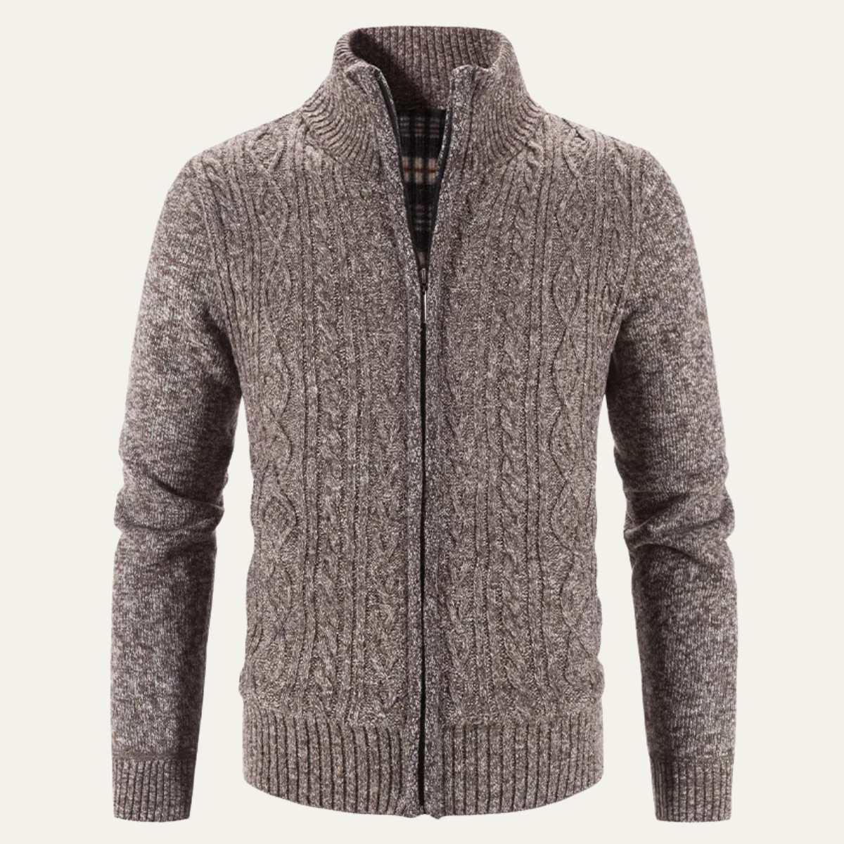 The Pienza Men’s Warm Fleece Zip Up Knit Jacket