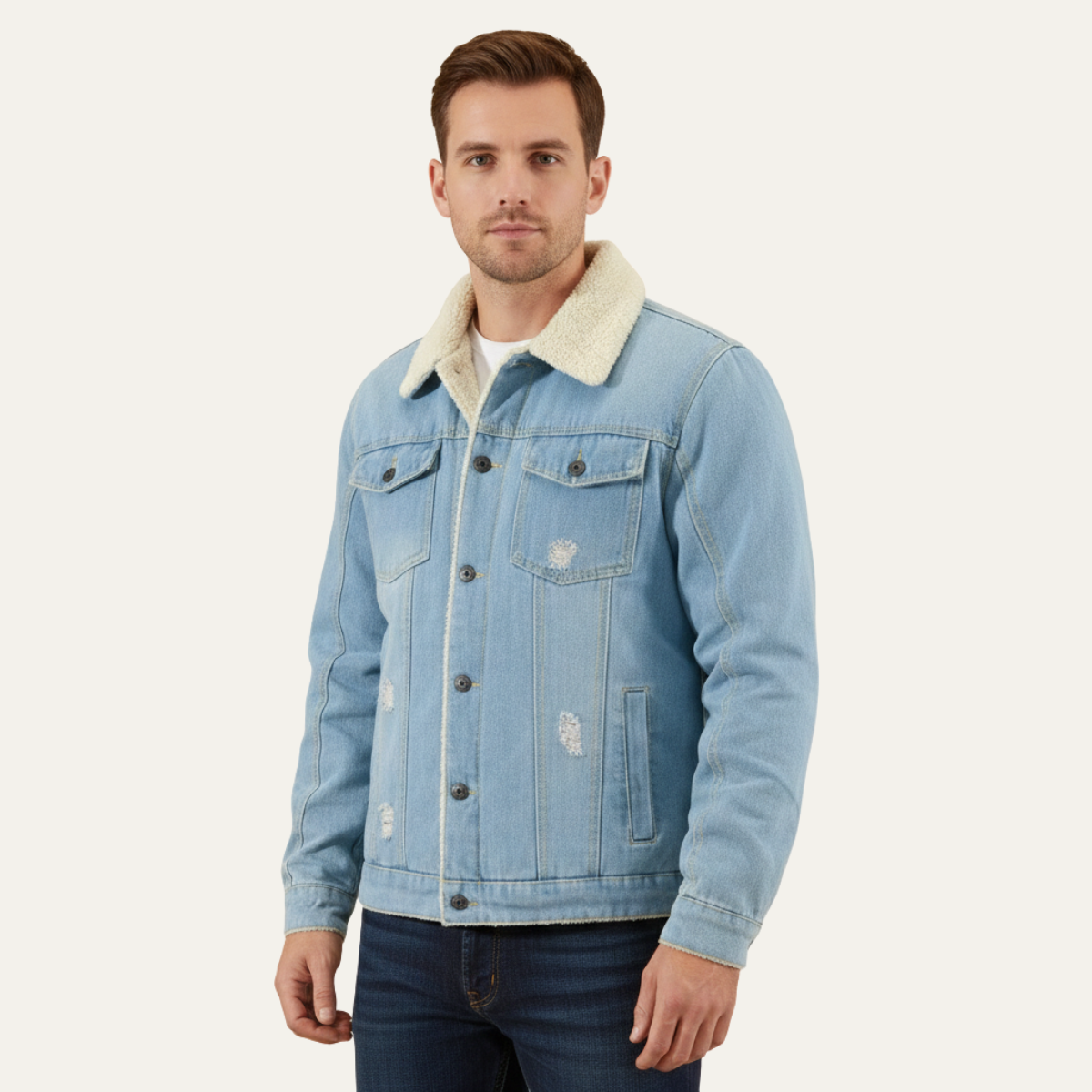 The Crestwood Park Men’s Warm Padded Sherpa Lined Denim Jacket