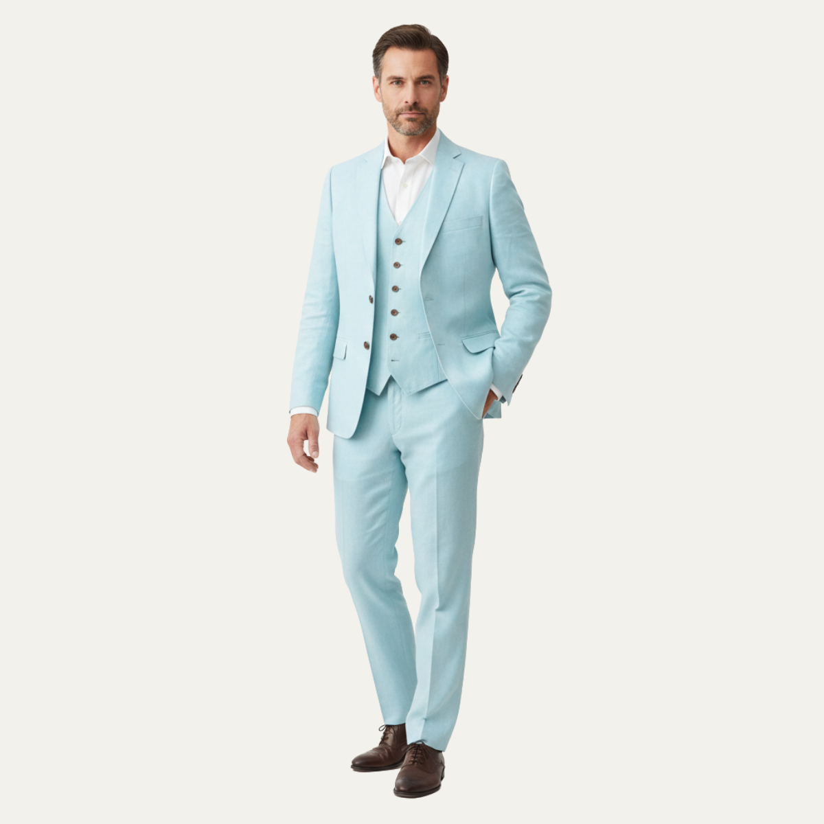 The Andermatt Men’s Trendy Linen 3 Piece Suit – Jacket, Vest & Pants