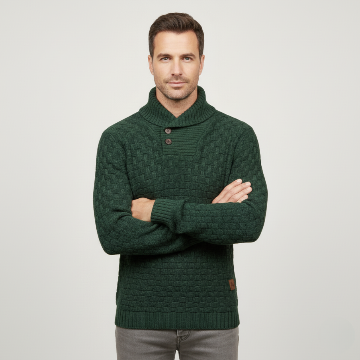 The Brighton Men’s Chunky Knit Sweater with Buttons