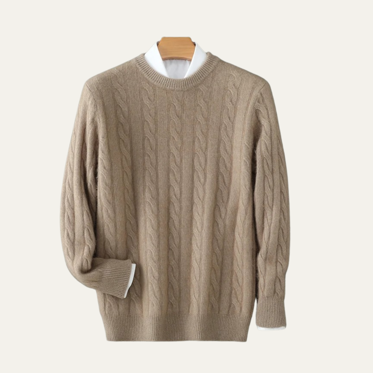 The Bari Men’s Cashmere Cable Knit Crewneck Sweater