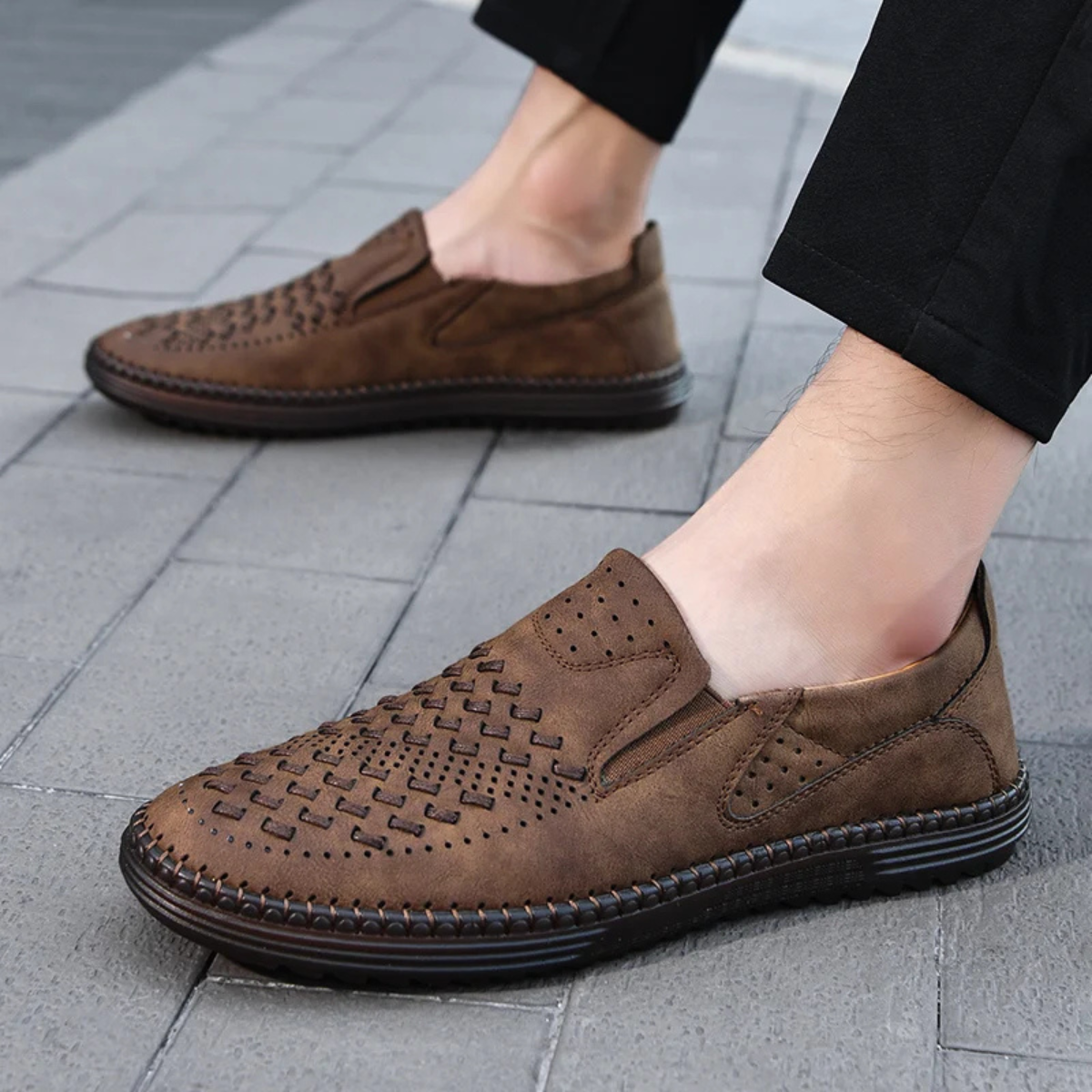 The Silverlake Men's Handmade Faux Leather Slip On Loafers