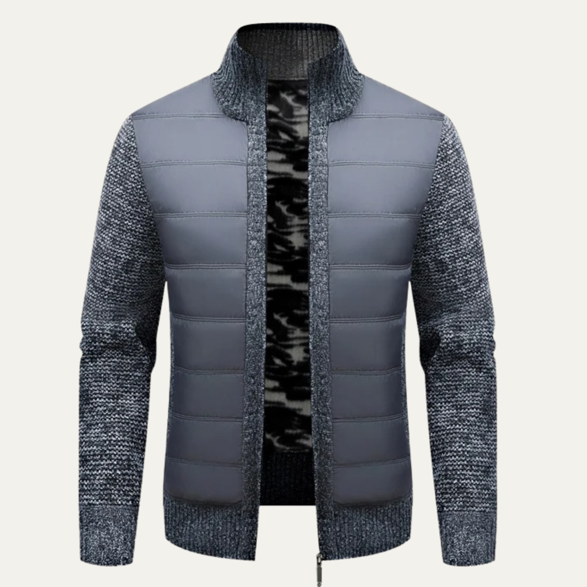 The Baveno Men’s Winter Zip Up Quilted Knit Puffer Jacket