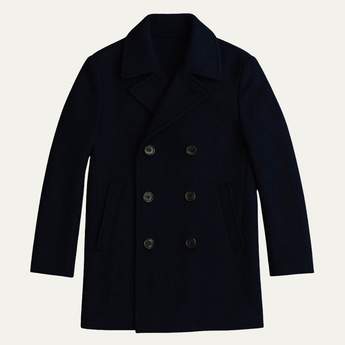 The Sunderland Men’s Warm Winter Double Breasted Wool Peacoat – Navy Blue