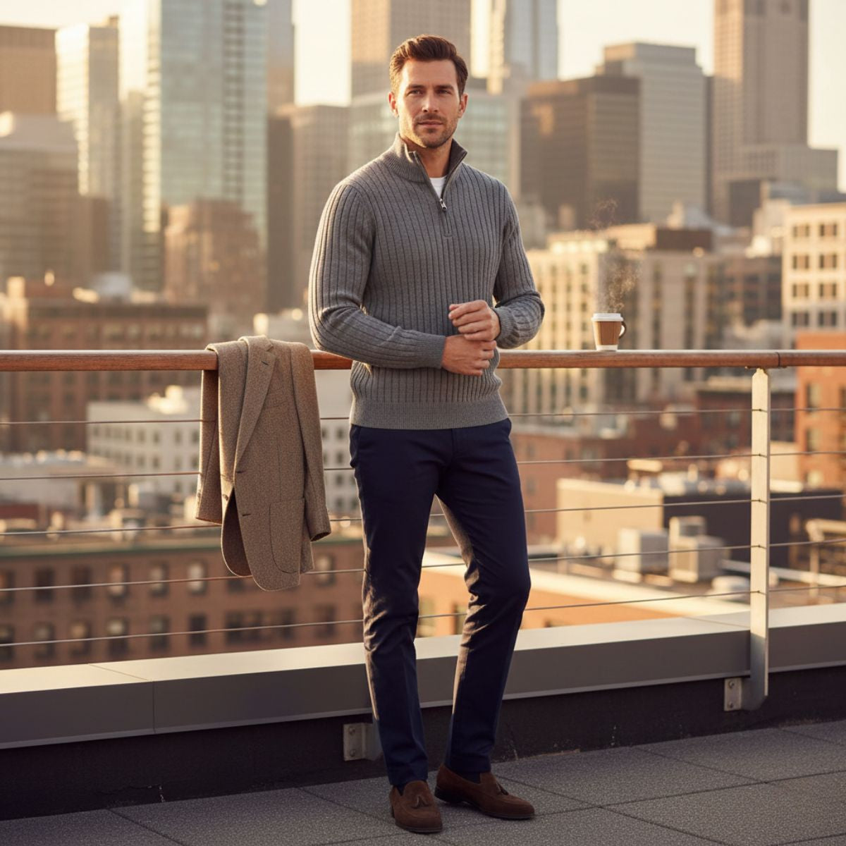 The Oslo Quarter Zip Sweater for Men - Old Money