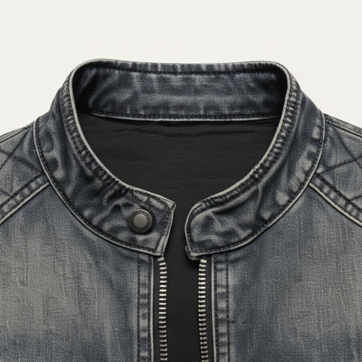 The London Slim Fit Denim Jacket for Men - Zip Collar