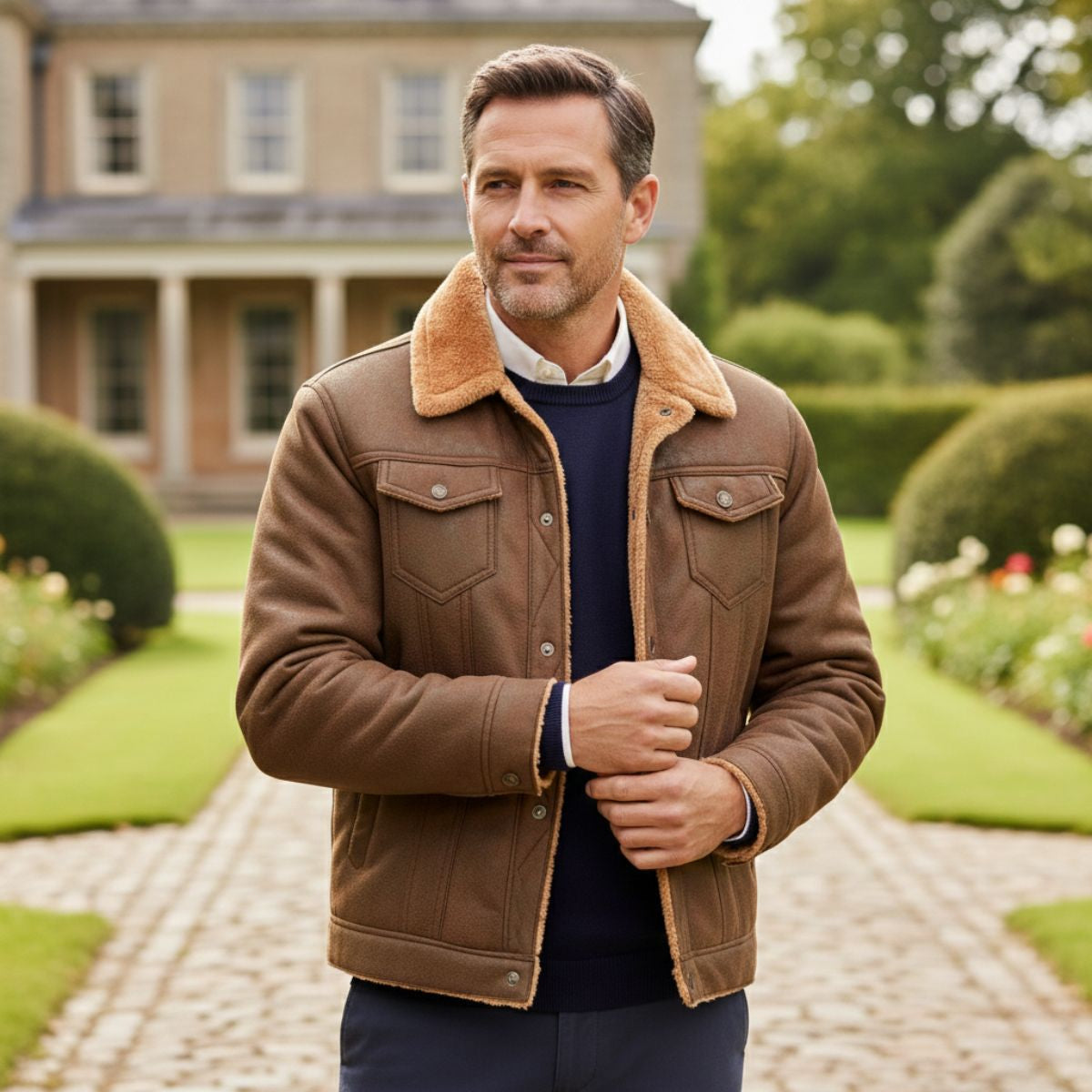 The Braxton Men’s Shearling Vintage Leather Jacket