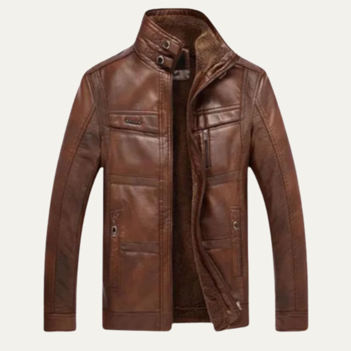 The Arlington Men’s Stylish Leather Winter Coat with Warm Fleece Lining
