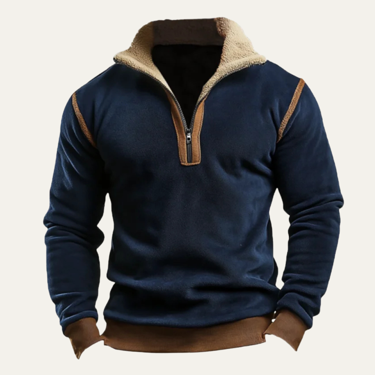 The Desenzano Men’s Vintage Suede Patchwork Quarter Zip Winter Sweater