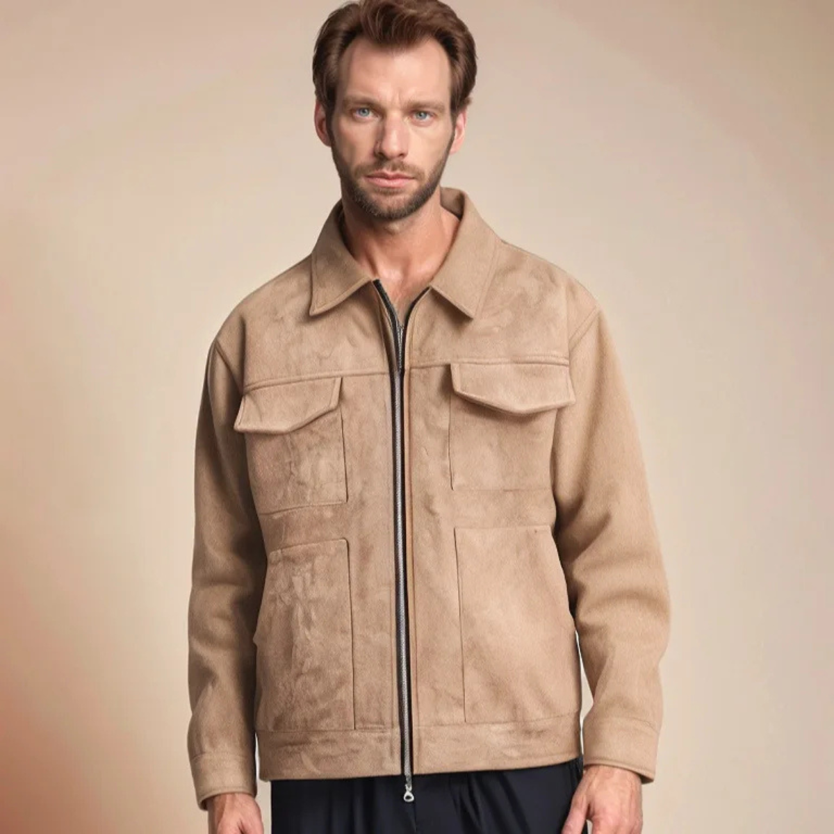 The Willowford Men's Stylish Casual Zip Up Biker Suede Jacket