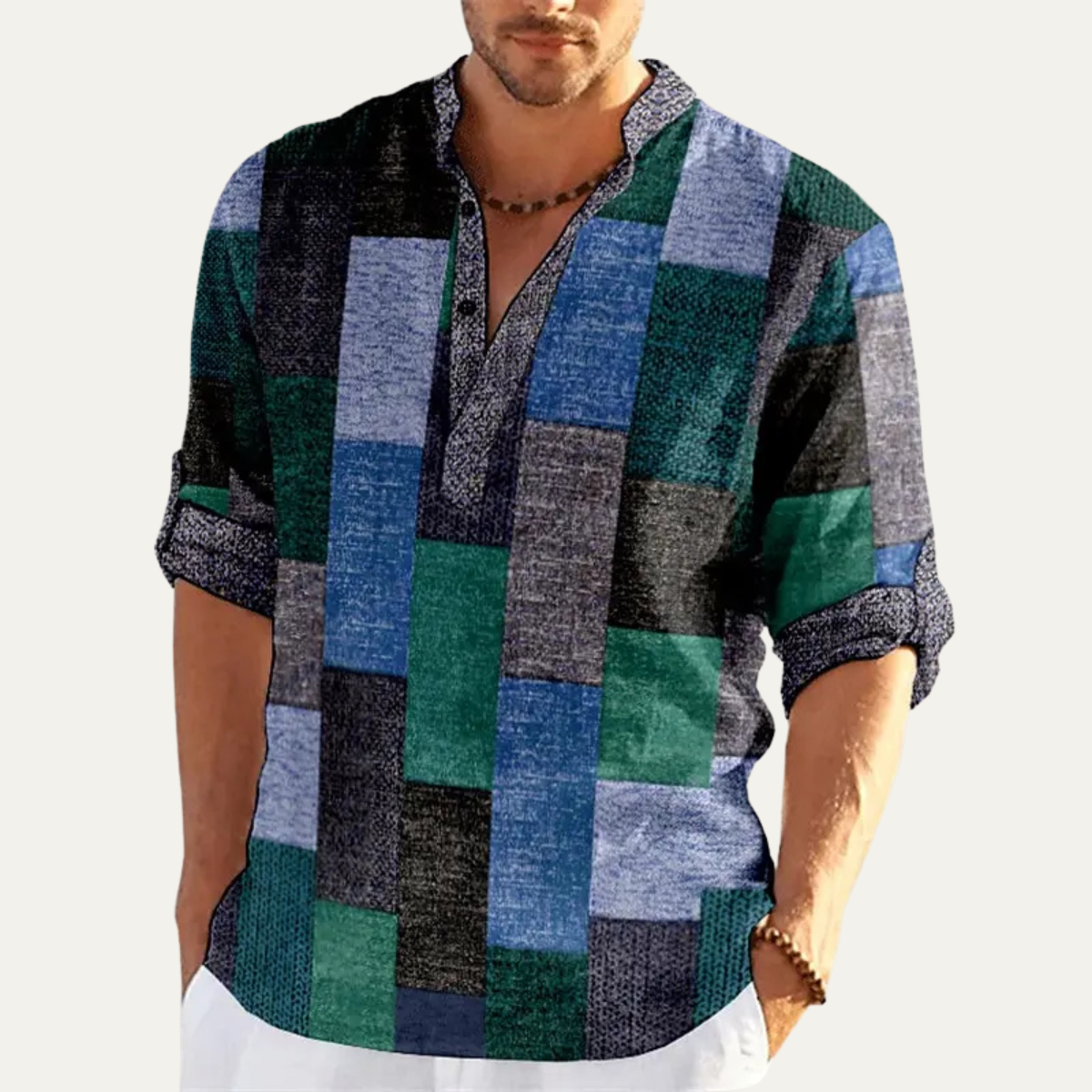 The Cormont Men’s Multicolor Patchwork Casual Polo Shirt