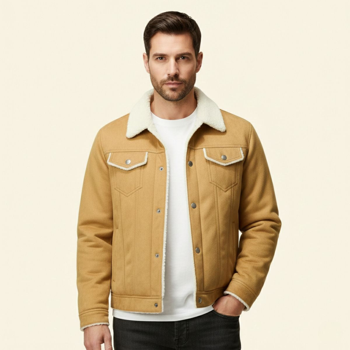 The Braxton Men’s Shearling Vintage Leather Jacket