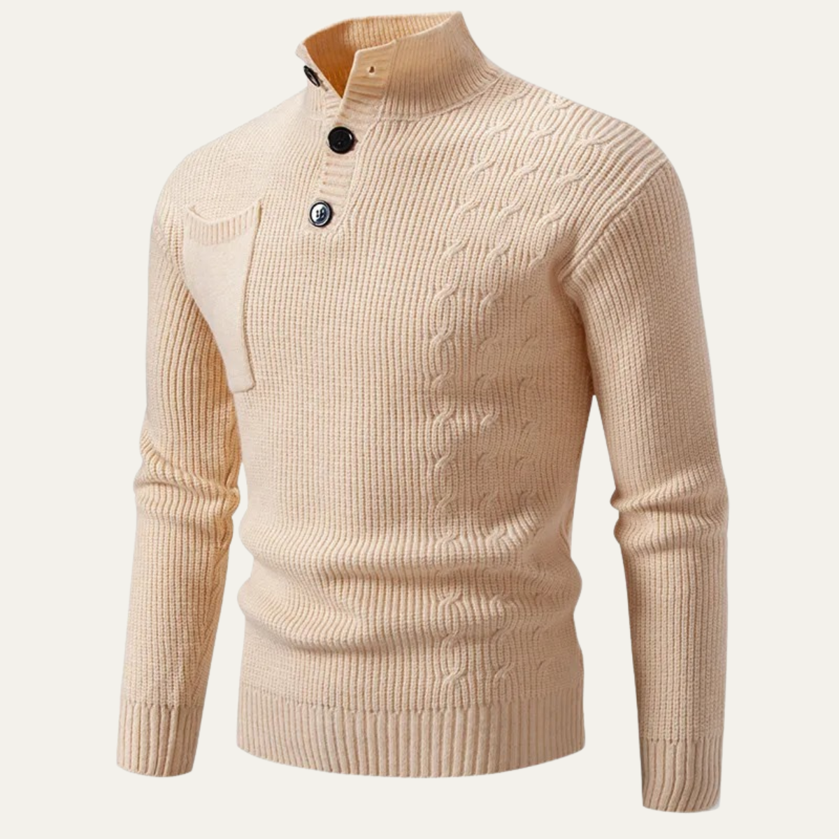 The Westgate Men’s Stand Collar Knit Sweater with Button Detail