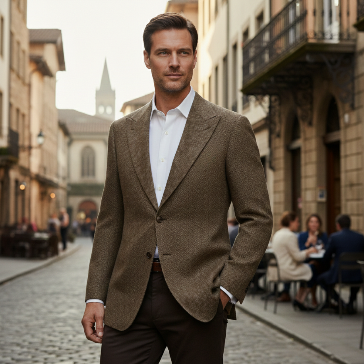 The Florence Men’s Single Breasted Herringbone Tweed Blazer