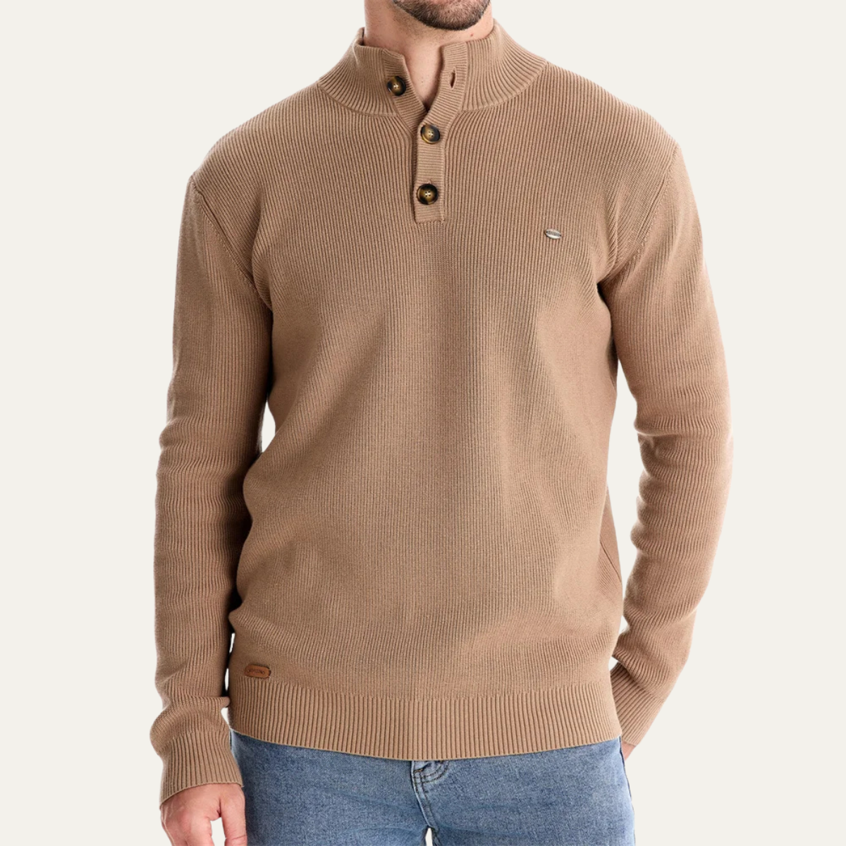The Vulcano Men's Mock Neck Button Up Turtleneck Sweater