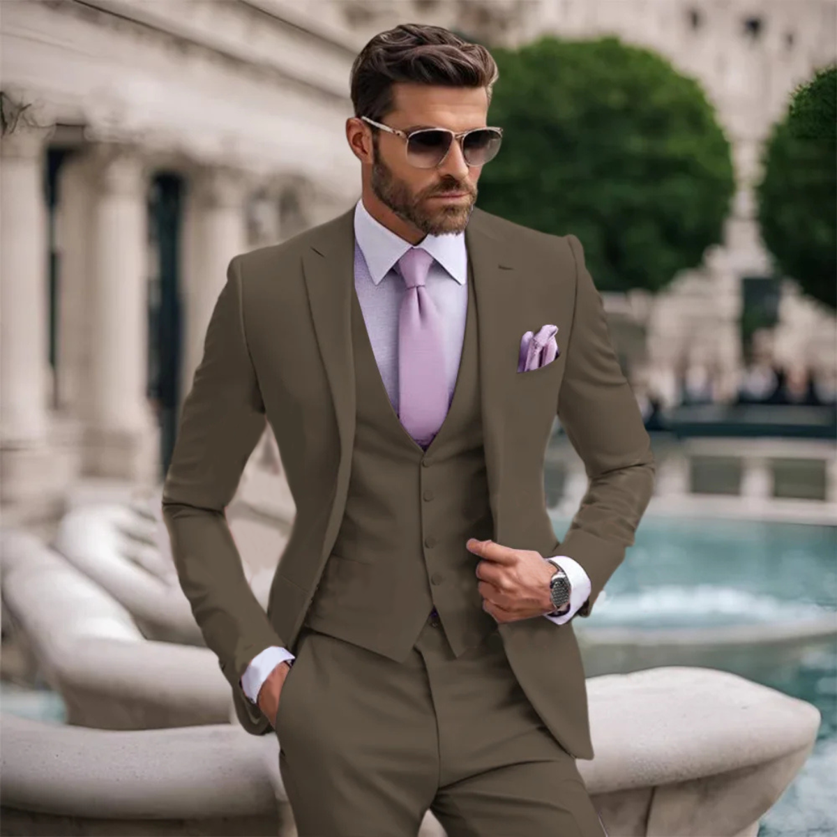 The Silverwood Men’s 3 Piece Slim Fit Suit – Elegant Blazer, Waistcoat & Trousers Set