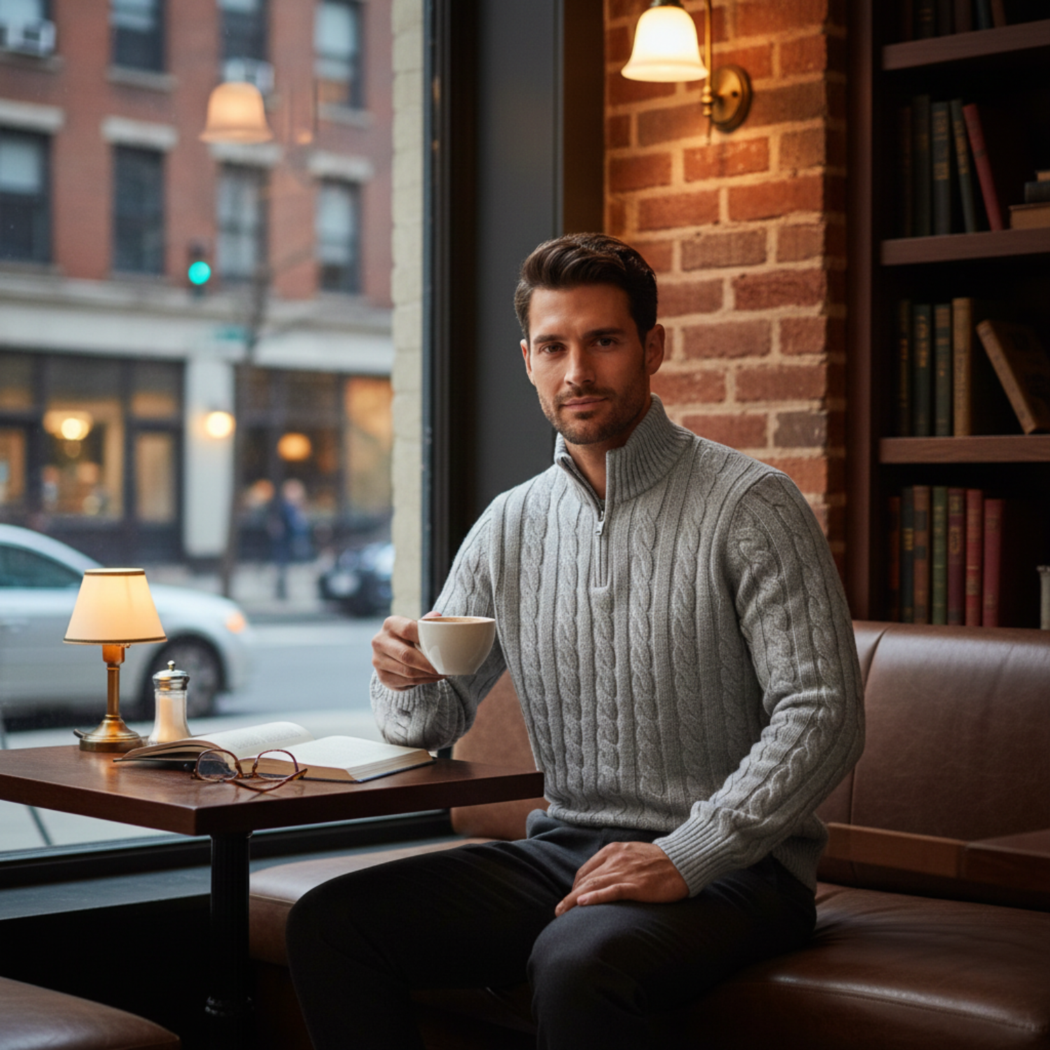 The Genève Old Money Half Zip Sweater for Men - 100% Merino Wool