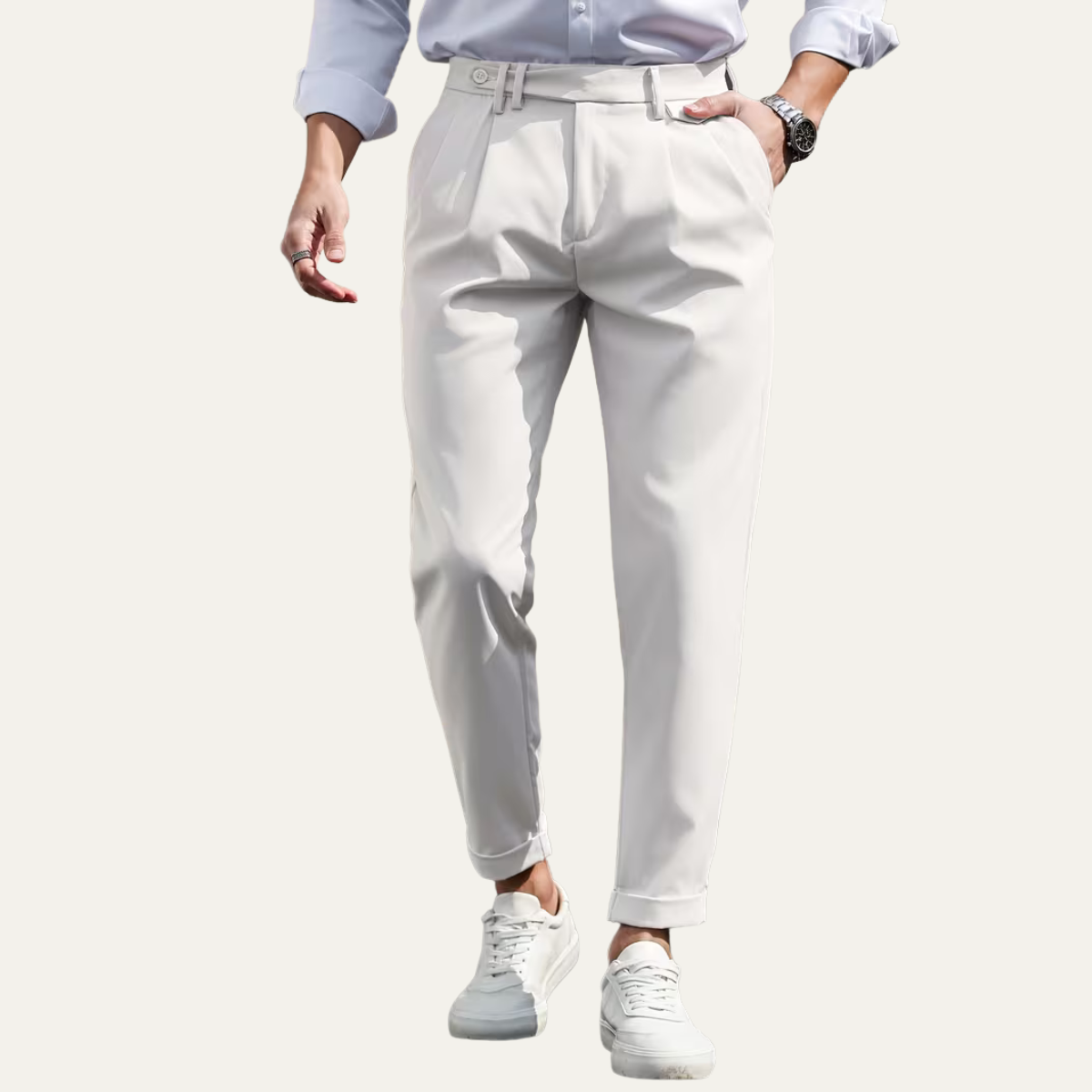 The Burleigh Men’s Tailored Slim Fit Pleated Casual Dress Pants