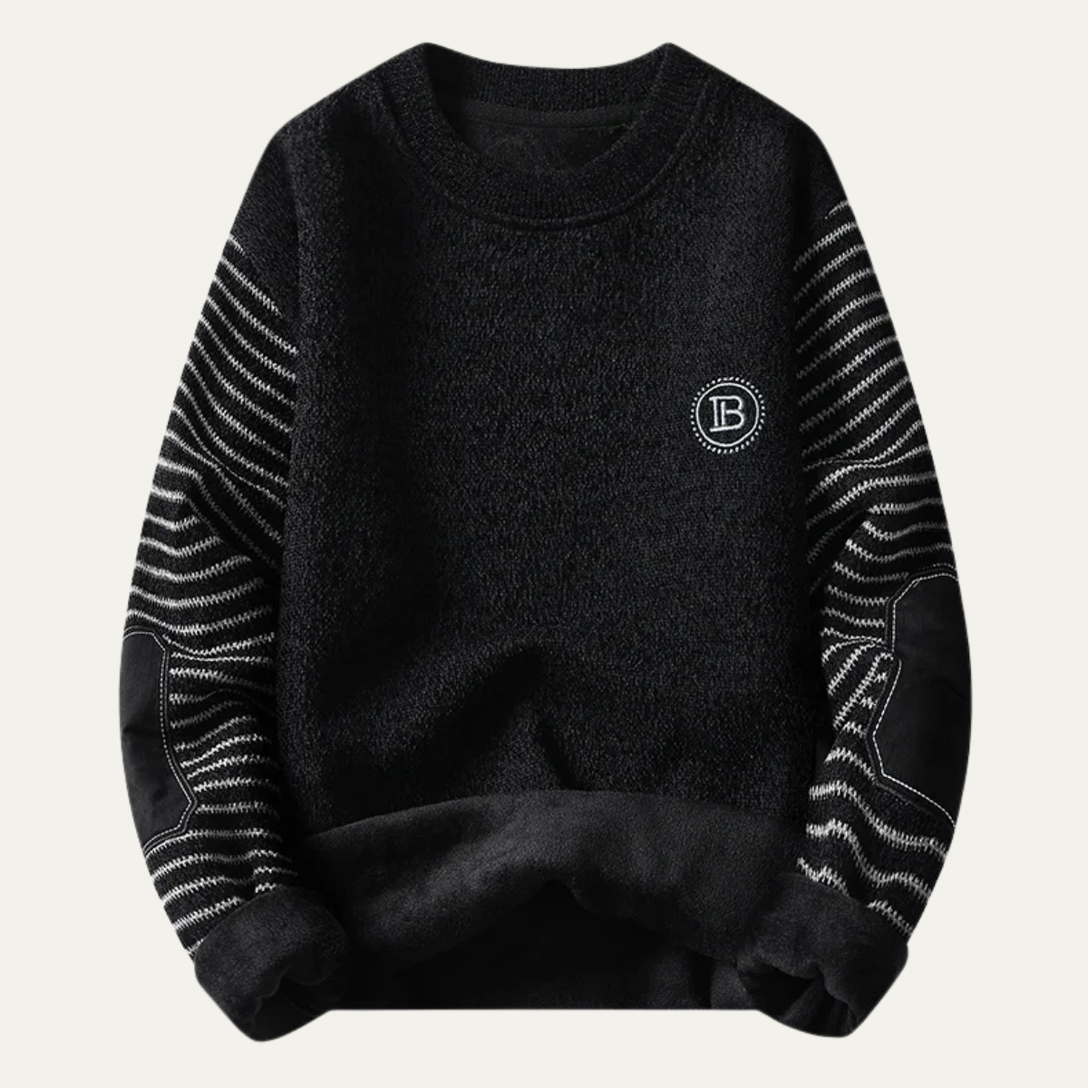 The Whitlock Men’s Winter Fleece Sweater with Striped Sleeves