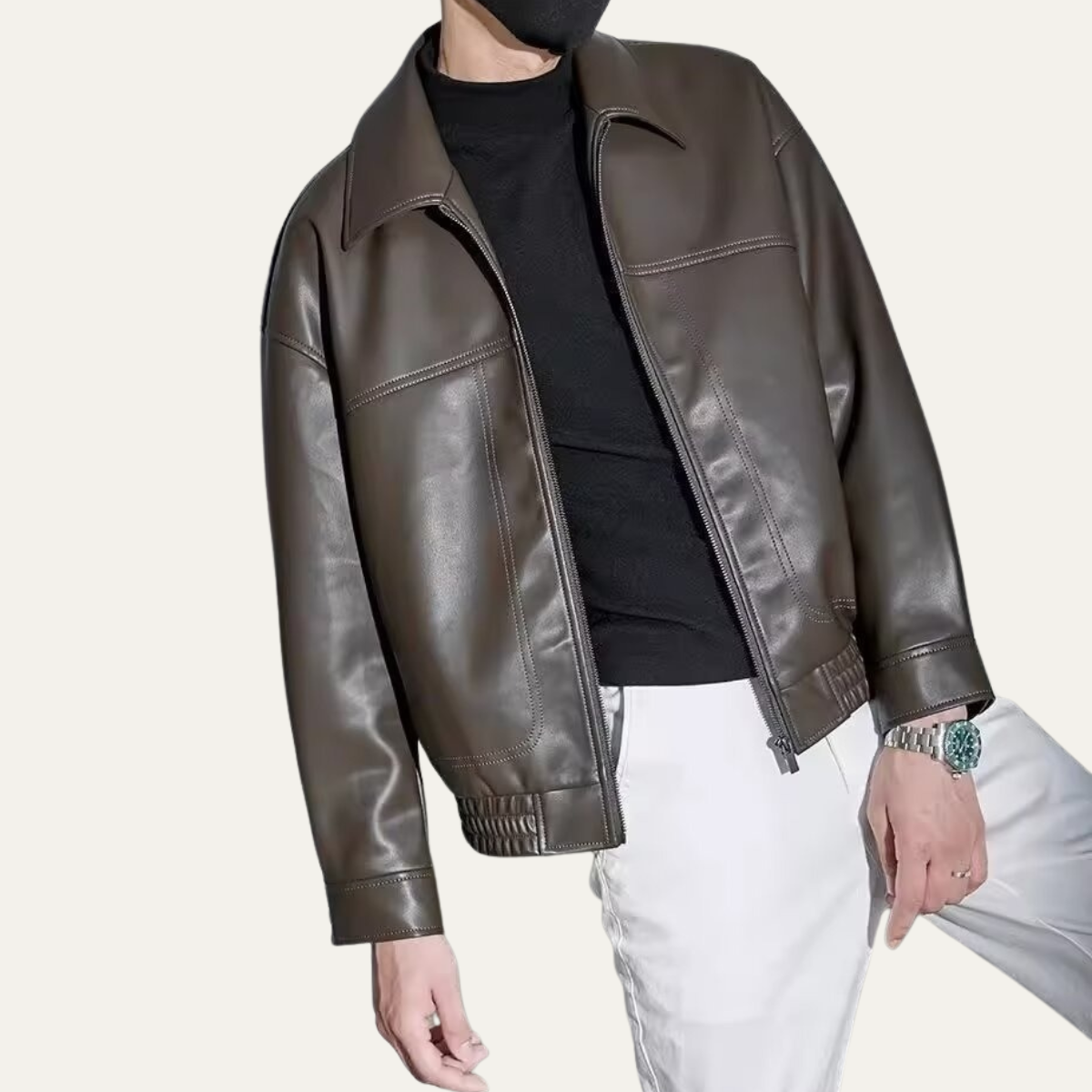 The Chianti Men’s Classic Zip Biker Leather Jacket