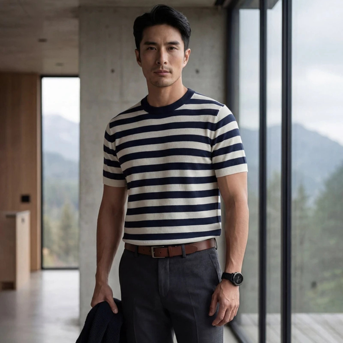 The Porto Cesareo Men’s Striped Cashmere Knit T Shirt