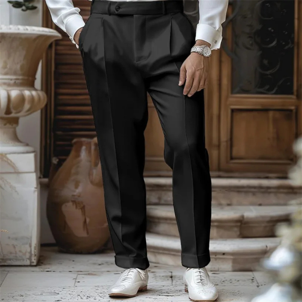 The Montrose Men’s Pleated Suit Pants – Elegant Straight Fit Dress Pants