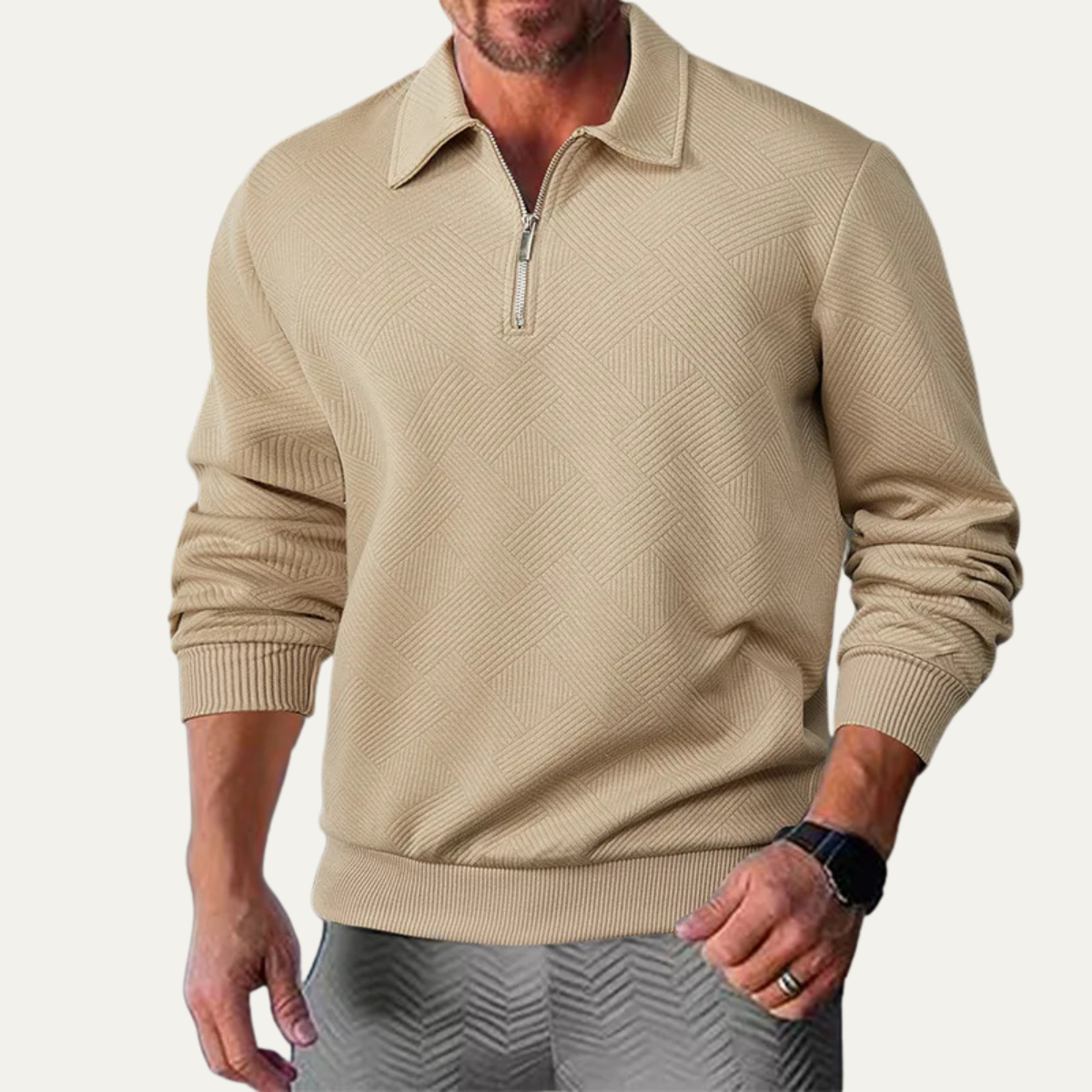 The Elgin Men's Casual Quarter Zip Polo Sweater