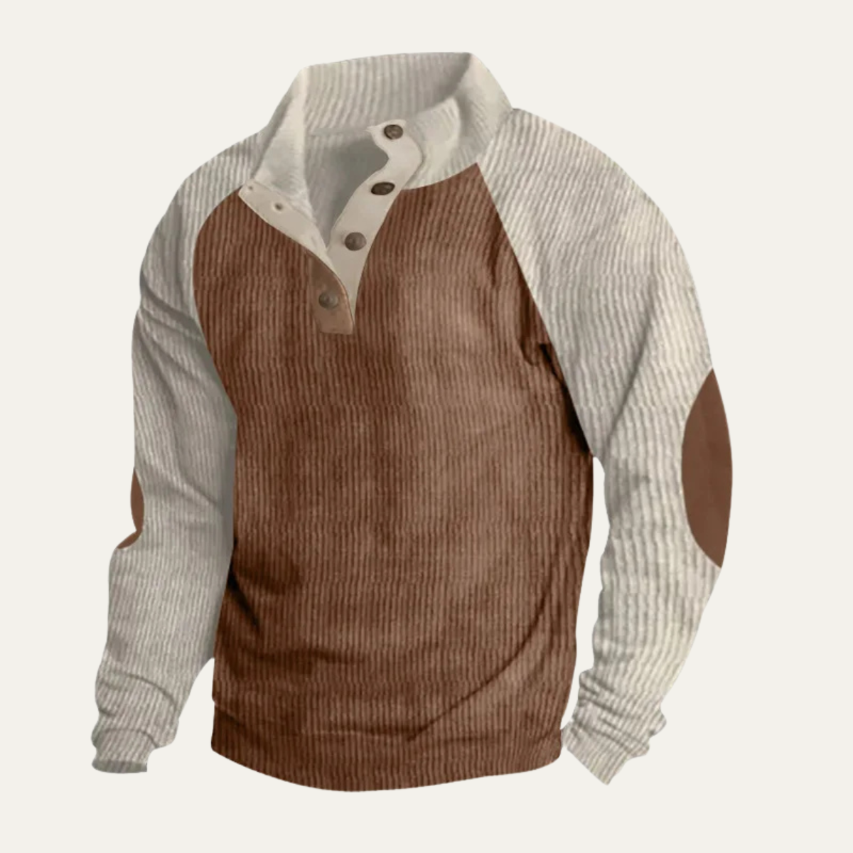 The Provence Men's Trendy Stand Up Collar Colorblock Corduroy Sweater