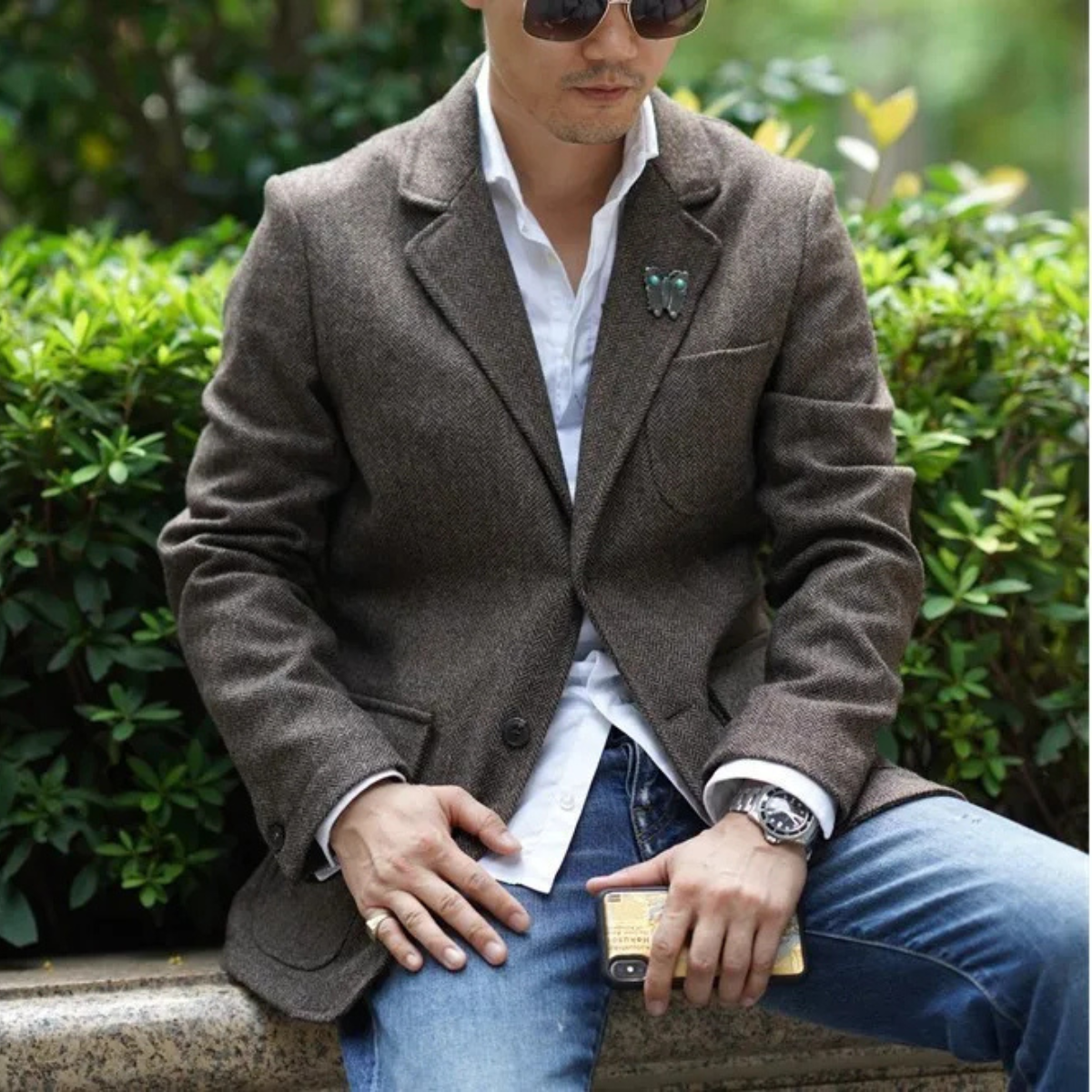 The Fairmont Hill Men’s Retro Tweed Wool Herringbone Casual Blazer