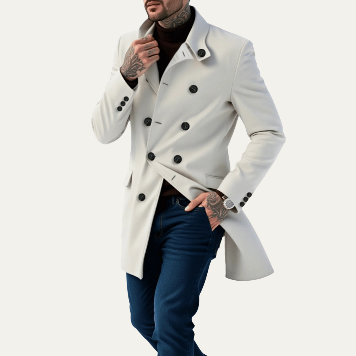 The Ferrara Men's Trendy Double Breasted Wool Blend Coat