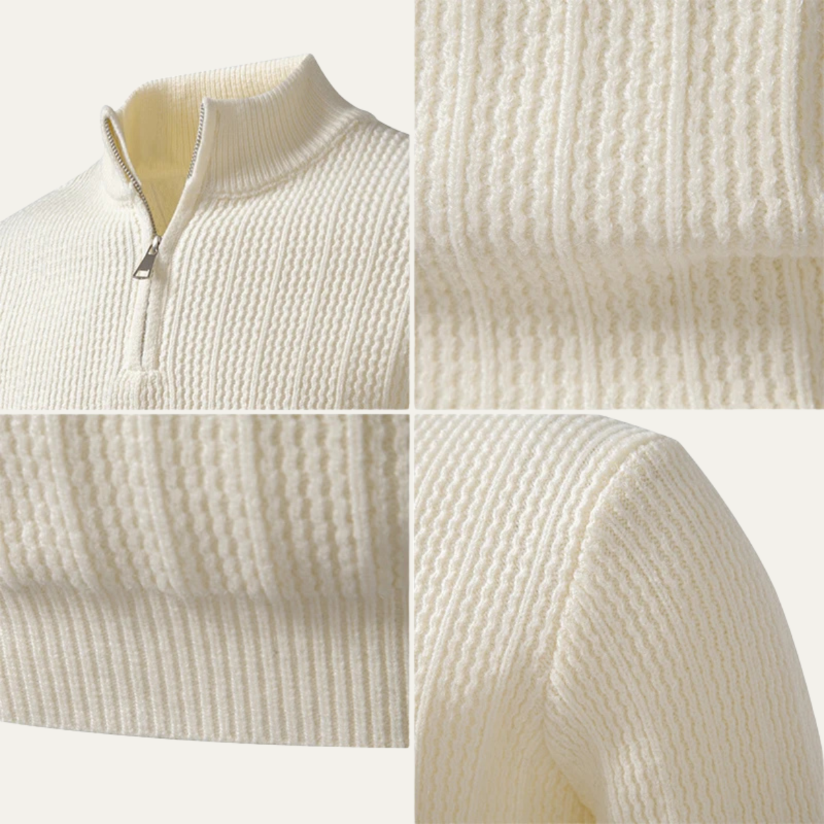 The Hadley Men’s Half Zip Knitted Sweater – Stand Collar Ribbed Pullover