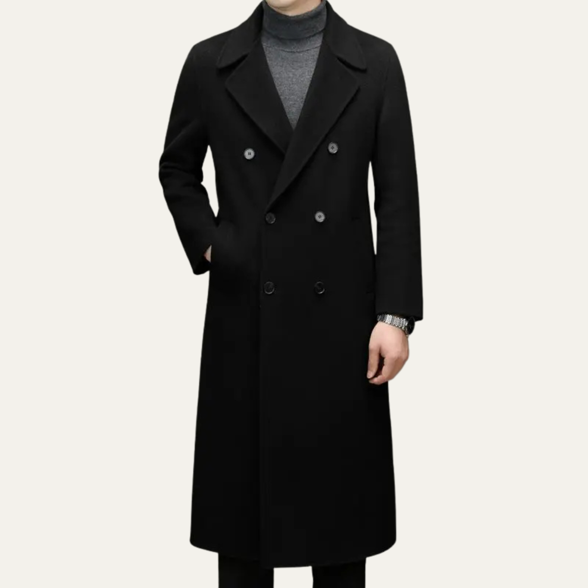 The Ravello Men’s Elegant Long Double Breasted Trench Coat