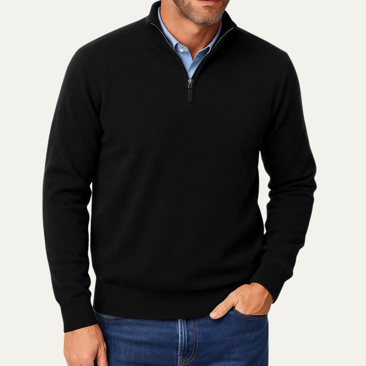 The Kidlington Men's Quarter Zip Lightweight Knit Sweater