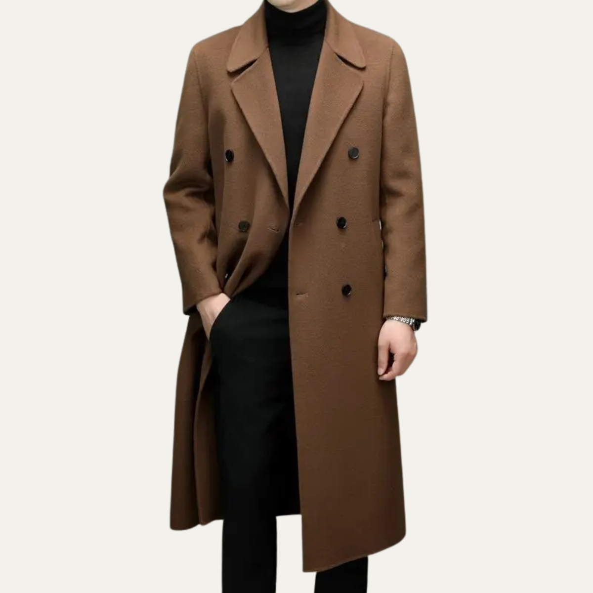 The Ravello Men’s Elegant Long Double Breasted Trench Coat