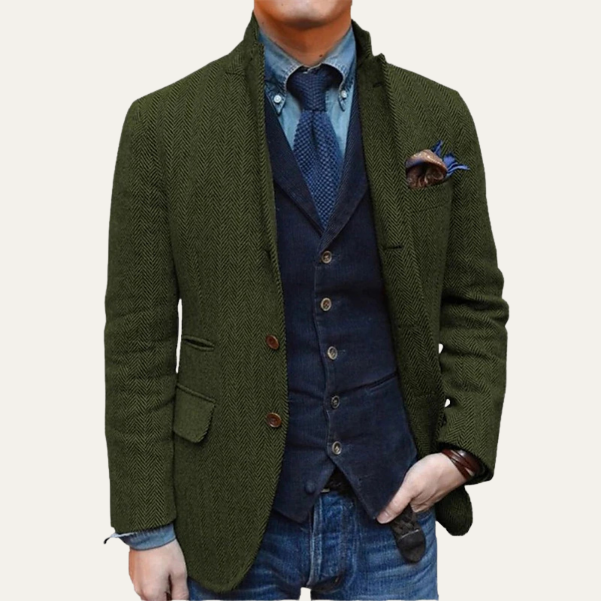 The Thurlestone Men’s Wool Single Breasted Tweed Blazer Jacket