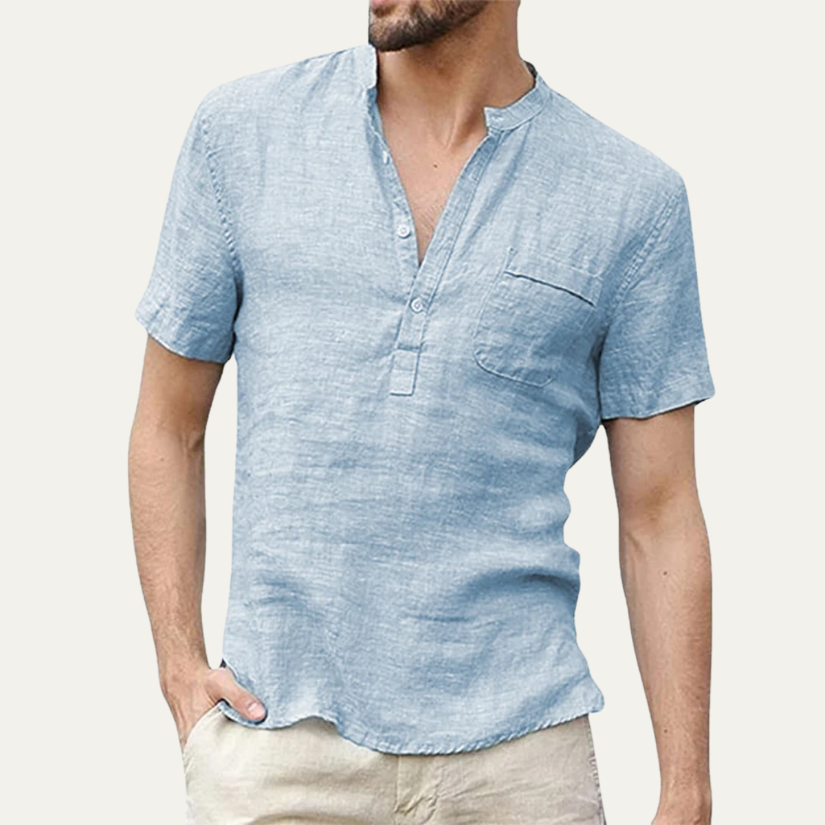 The Oak Glen Men’s Breathable Cotton Linen Henley T Shirt