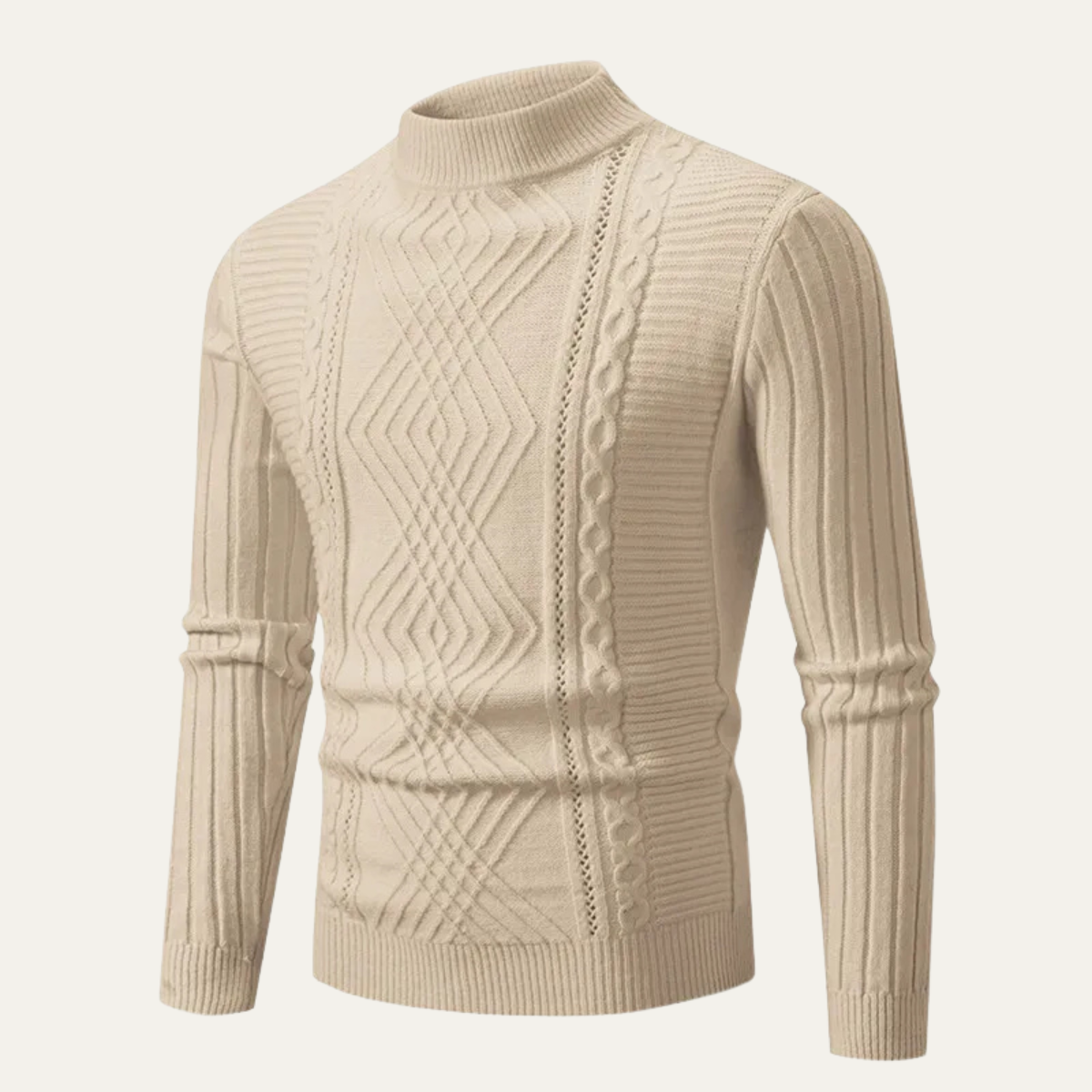 The Hartley Men’s Mock Neck Knit Sweater – Slim Fit Ribbed Pullover