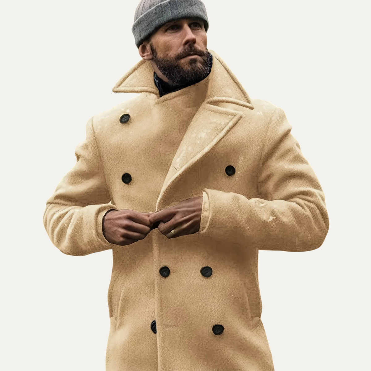 The Carlisle Men’s Warm Winter Double Breasted Wool Peacoat – Khaki