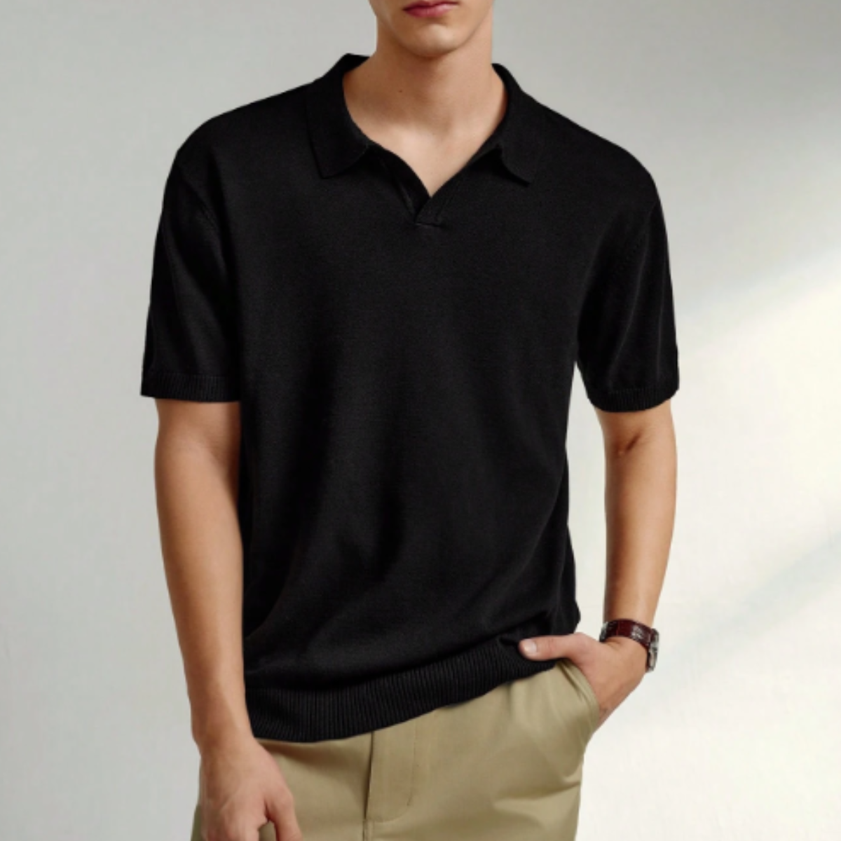 The Darlinghurst Men’s Short Sleeve Knitted Polo Shirt Solid Color Casual Top