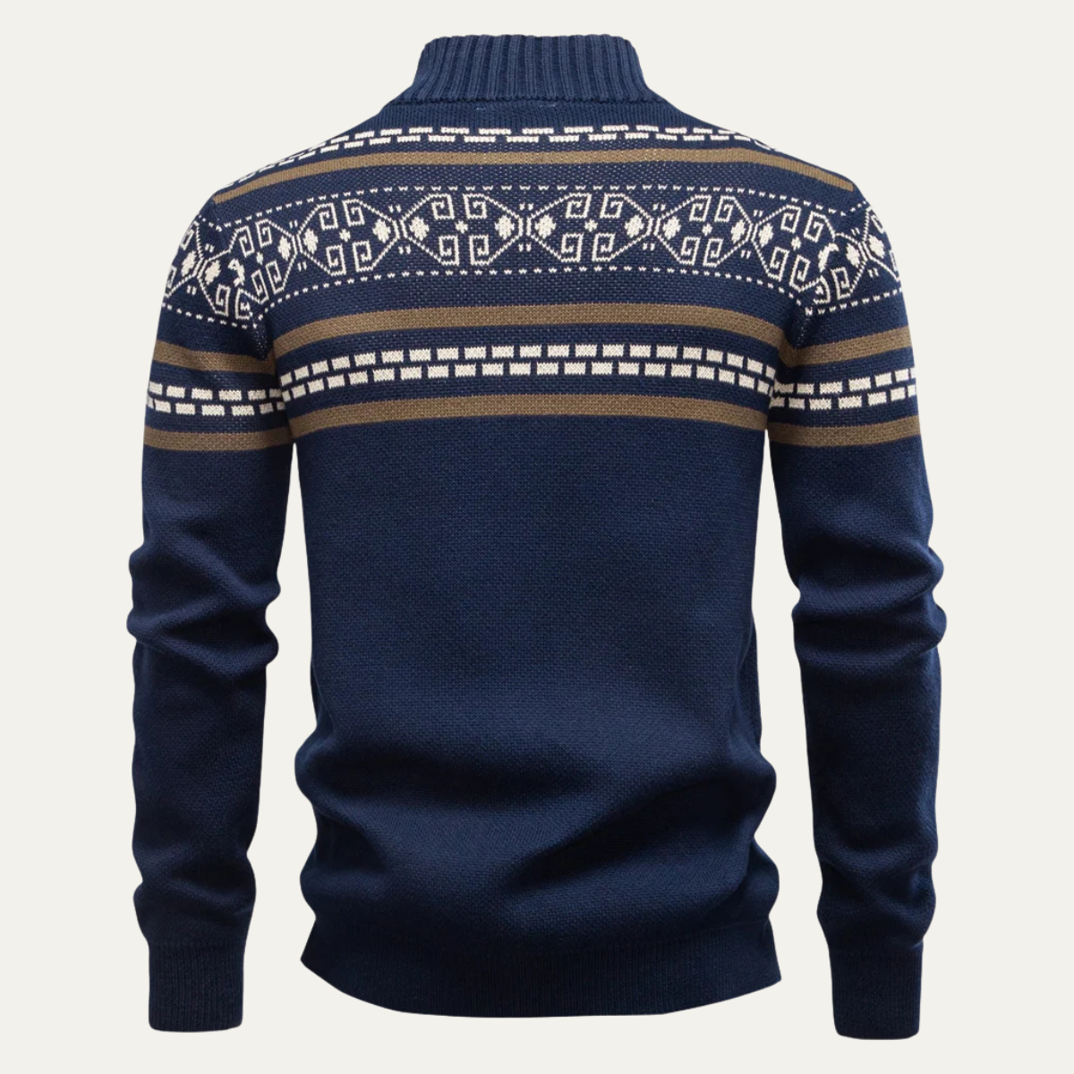 The Procida Men's Vintage Ethnic Collar Knit Zip Up Cardigan