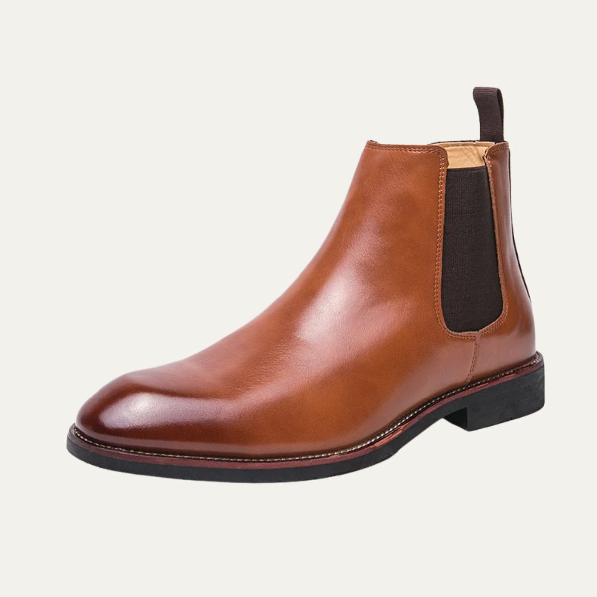 The Lausanne Men’s Classic Leather Chelsea Boots with Rubber Sole – Brown