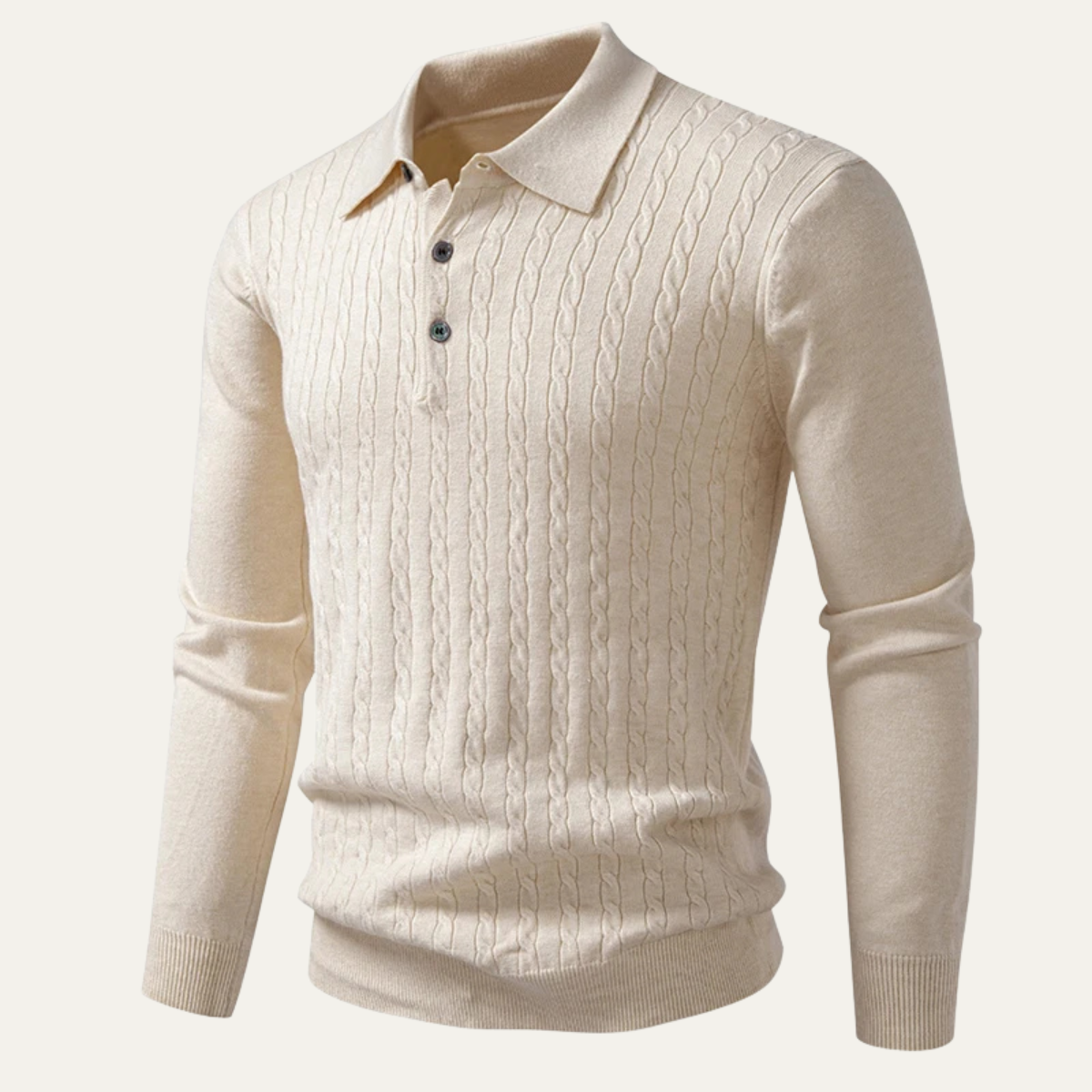 The Catanzaro Men’s Casual Knitted Cable Knit Polo Sweater