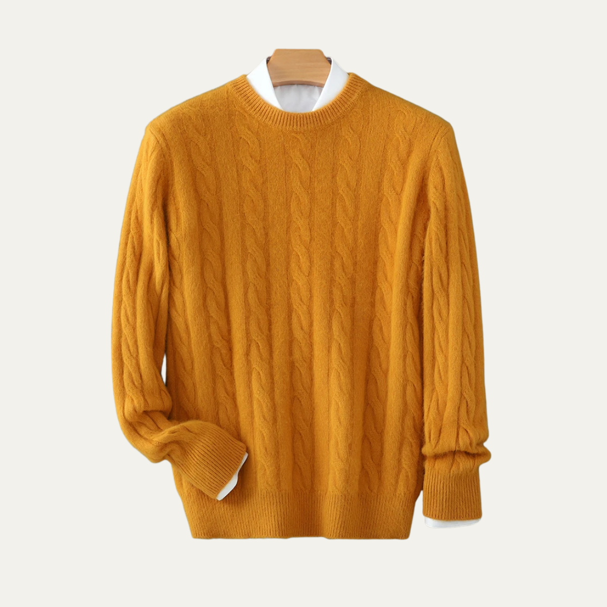 The Bari Men’s Cashmere Cable Knit Crewneck Sweater
