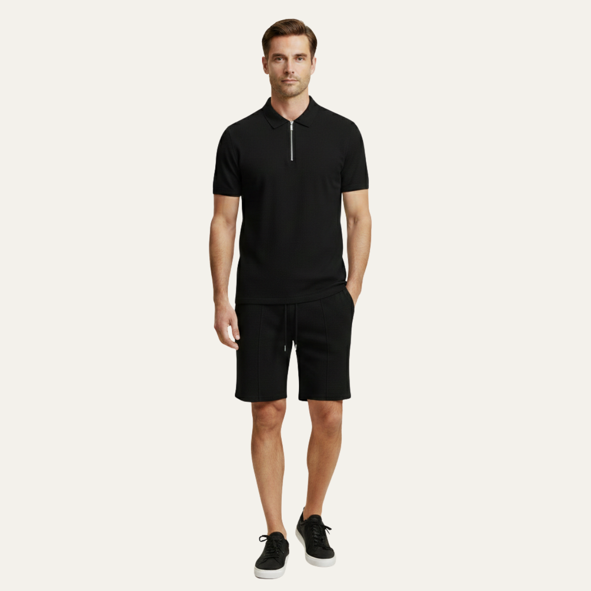 The Oakfield Park Men’s Solid Color Casual Summer Set – Shirt & Shorts Set